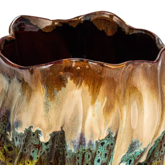 Hello Honey&reg; 9.5" Multicolor Organic Stoneware Planter Vase with Reactive Glaze {7}