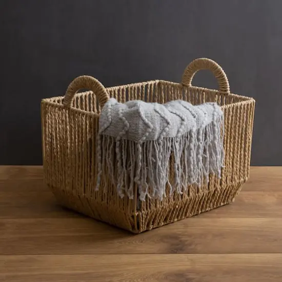 Simplify Large Vertical Weave Storage Basket with Round Handles {3}