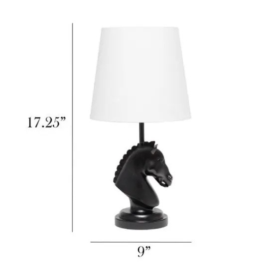 Simple Designs Chess Horse Table Lamp Black {4}