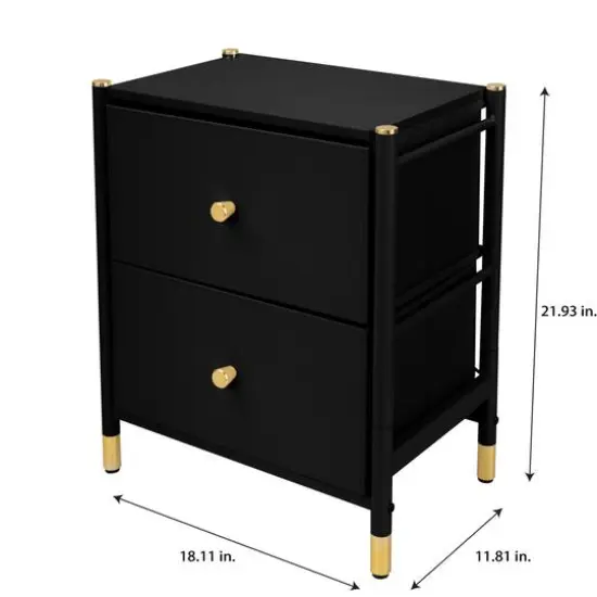 Simplify 2 Drawer Luxury Nightstand Black {5}