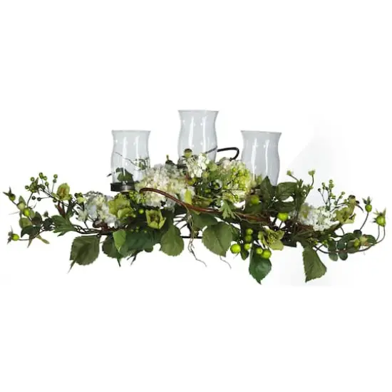 12.5" Hydrangea Triple Candelabrum Centerpiece {1}
