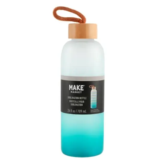 24oz. Frosted Glass Sublimation Bottle by Make Market&reg; Teal Gradient {4}