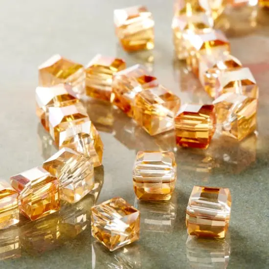 Gold Champagne Glass Cube Beads, 8mm by Bead Landing&trade; {3}