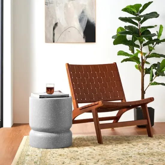 Glitzhome&reg; 17" Multifunctional Faux Terrazzo Stool Gray {6}