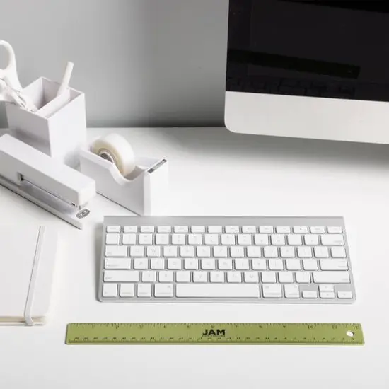 JAM Paper Metallic Stainless Steel Ruler Lime Green {7}