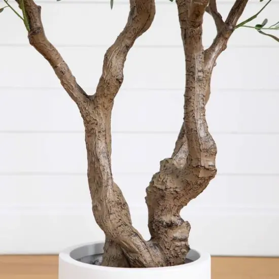 6ft. Artificial Grand Olive Tree in White Decorative Planter {6}