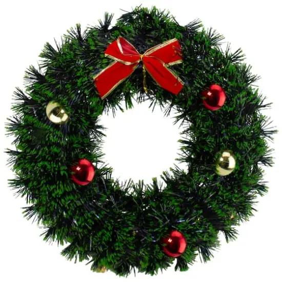 17" Green Tinsel Artificial Christmas Wreath with Bow {1}