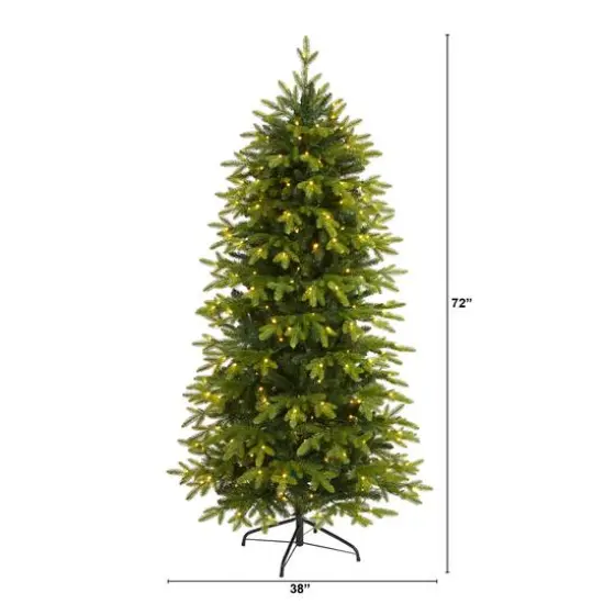 6ft. Pre-Lit Belgium Fir Artificial Christmas Tree, Clear LED Lights {8}