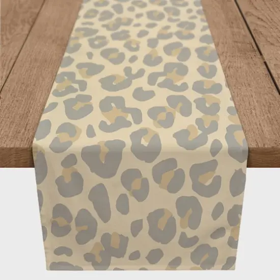 90" Neutral Leopard Cotton Twill Runner {1}