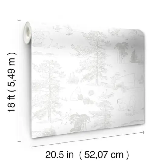 RoomMates Winnie The Pooh Gray Toile Peel & Stick Wallpaper {7}