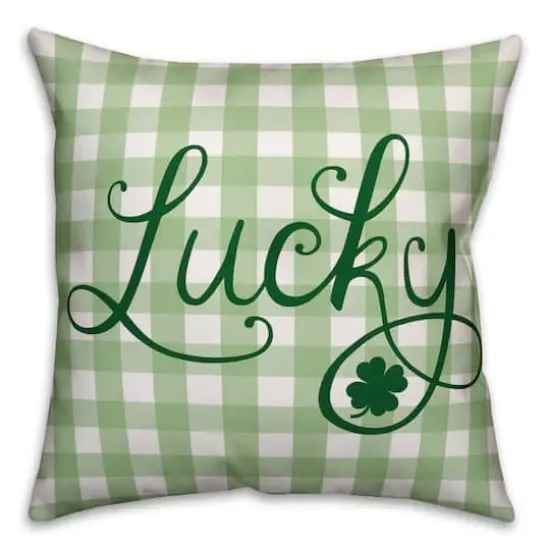 Green Buffalo Check Lucky Throw Pillow {1}