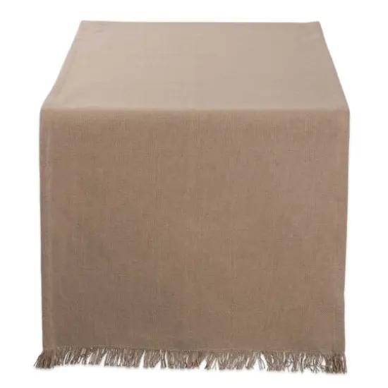 DII&reg; 108" Solid Heavyweight Fringed Table Runner Stone {1}