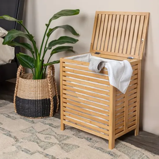 Household Essentials Bamboo Laundry Hamper {4}