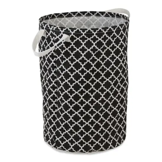 DII&reg; Round Lattice PE-Coated Cotton Polyester Laundry Hamper Black {1}