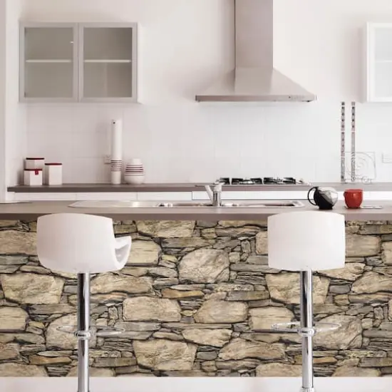 NuWallpaper Hadrian Stone Wall Peel & Stick Wallpaper {4}