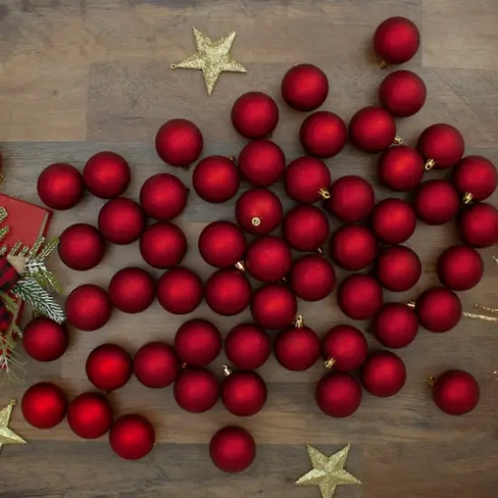 60ct Matte Red Shatterproof Ball Ornaments {4}