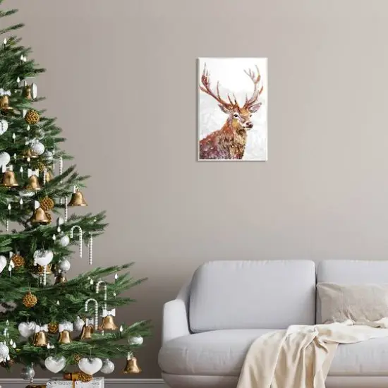 Stupell Industries Winter Deer Mountain Snowfall Wall Plaque Art {3}