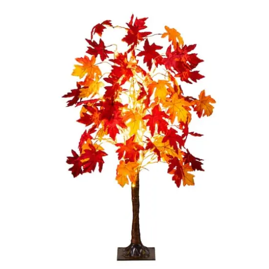 4ft. Pre-Lit Autumn Weeping Maple Artificial Fall Tree with 180 Warm White LED Lights {1}
