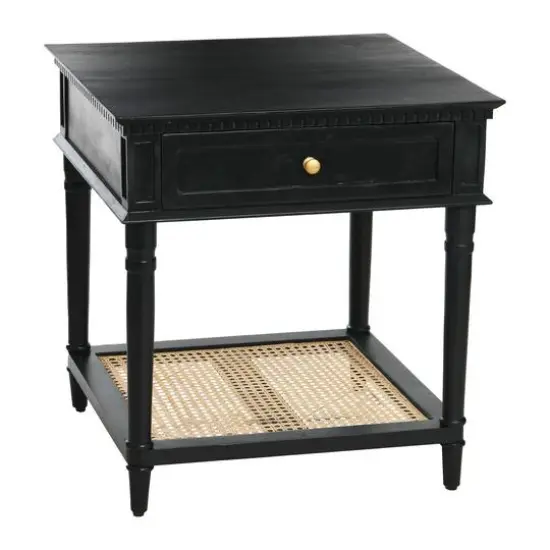 Hello Honey® 25" Maxwelton Solid Wood End Table with Drawer Black {1}