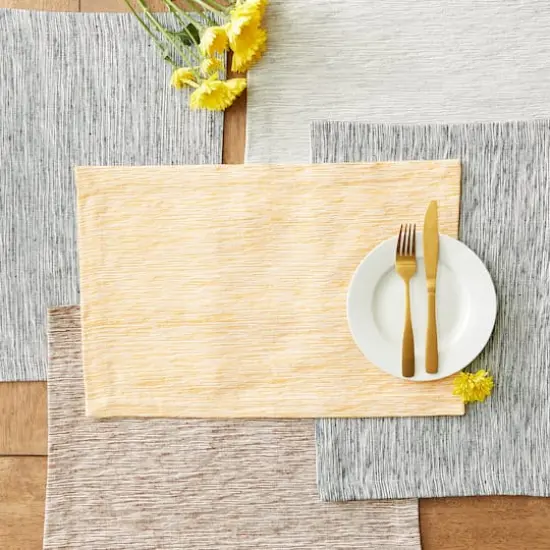 DII&reg; Tonal Recycled Cotton Slubby Rib Placemats, 6ct. Leather Brown/Off White {8}