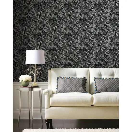 RoomMates Vintage Batik Jungle Peel & Stick Wallpaper Black/Gray {4}