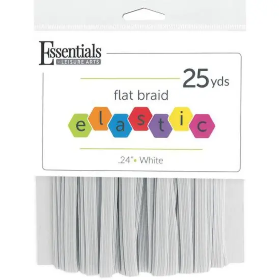 Essentials by Leisure Arts Flat Braid Elastic, 0.24"x 25yd. {1}
