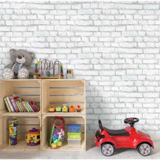 RoomMates White Brick Peel & Stick Wallpaper {3}