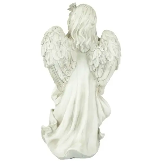 17" Peaceful Angel Holding a Rose Outdoor Garden Statue {6}