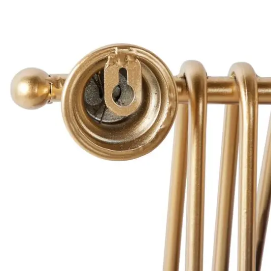 Gold Metal and Wood Modern Wall Shelves, 22" x 26" x 6" {6}