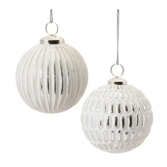 4" Frosted Glass Ball Ornament Set {3}