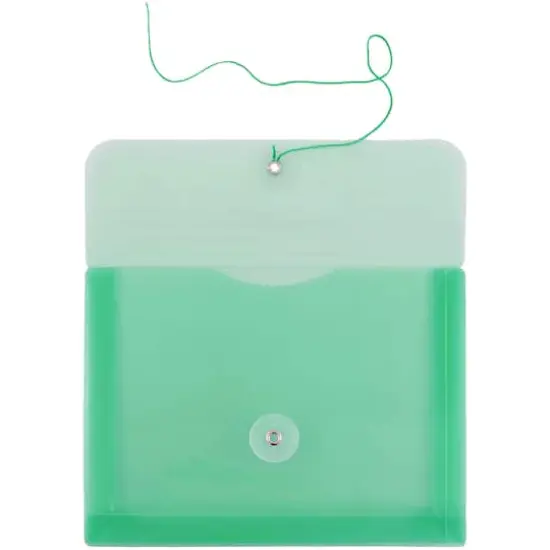 JAM Paper 5.5" x 7.5" Button & String Tie Closure Plastic Envelopes, 12ct. Green {4}