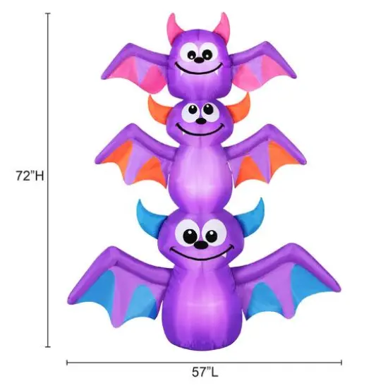 6ft. Airflowz Inflatable Halloween Bat Stack {6}