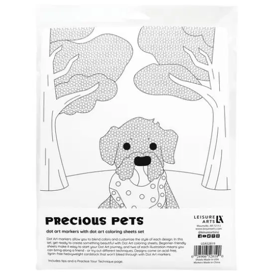 Leisure Arts&reg; Dot Art Markers Precious Pets Coloring Sheets Set {3}