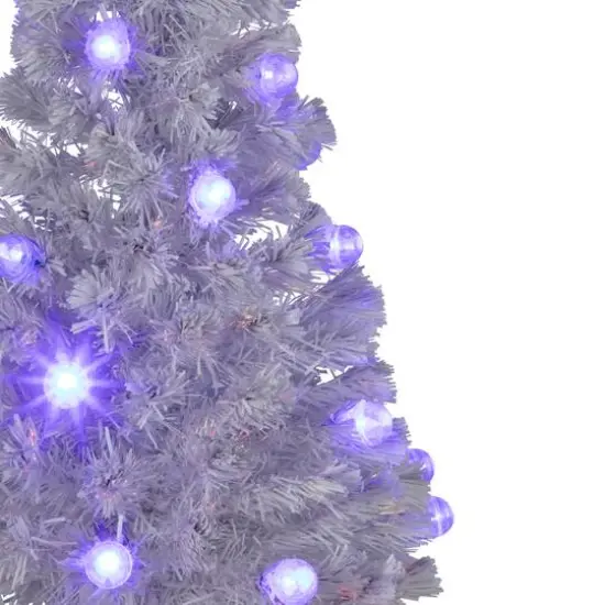 4ft. Pre-Lit Medium White Iridescent Fiber Optic Artificial Christmas Tree with Blue LED Lights {5}