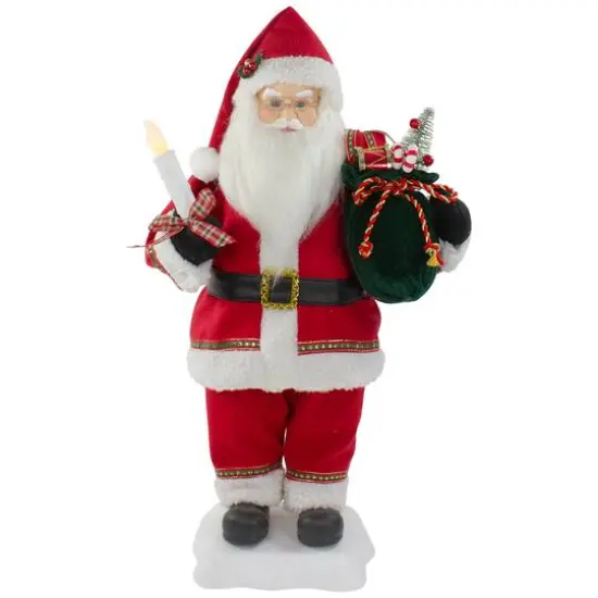 24" Animated Santa Claus with Lighted Candle Musical Christmas Figure {1}