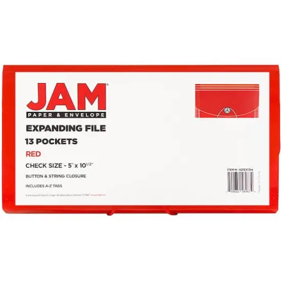 JAM Paper 13 Pocket Plastic Accordion FolderRed {7}