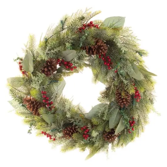 Village Lighting 30" Pre-Lit Winter Frost Christmas Wreath, Clear LED Lights {3}
