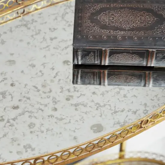 Gold Iron and Glass Traditional Bar Cart, 35" x 30" x 16" {5}