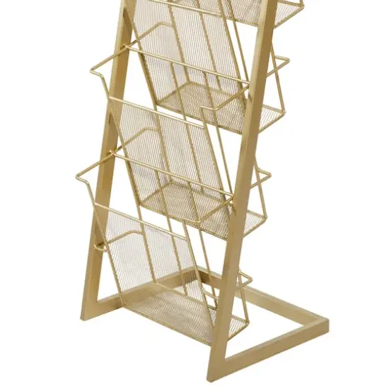 Gold Contemporary Tabletop Metal Magazine Rack {5}