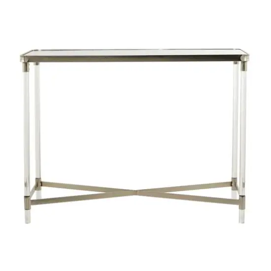 Silver Metal Contemporary Console Table, 44" x 19" x 33" {6}
