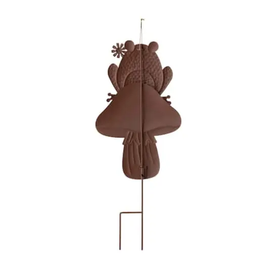 Glitzhome&reg; 30" Metal Stacked Mushroom & Frog Yard Stake {5}