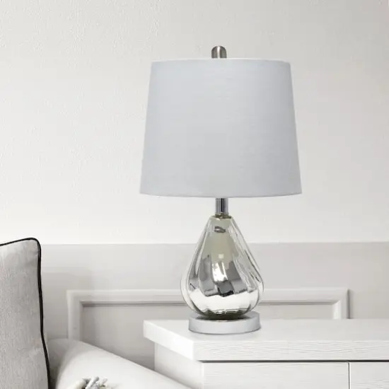 Lalia Home 20.5" Kissy Pear Table Lamp with Fabric Shade Chrome and Gray {5}