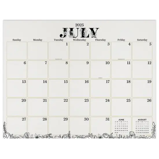 July 2025 - June 2026 Large Floral Desk Pad Monthly Blotter Calendar {1}