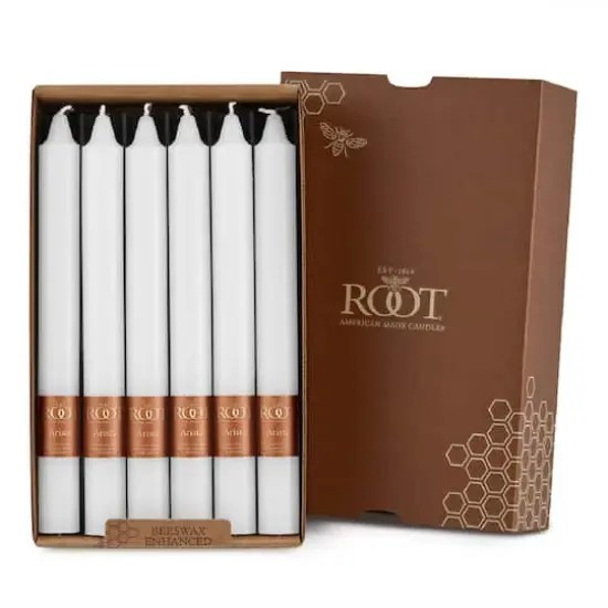 Root Candles Arista&trade; 9" Smooth Dinner Candles, 12ct. White {1}