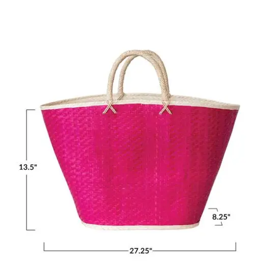 Hello Honey&reg; 27" Pink Palm Leaf Storage Tote Bag {5}