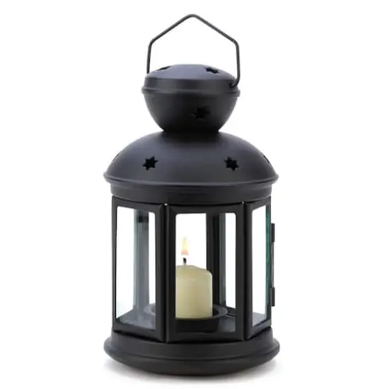 9.5" Black Colonial Candle Lantern {1}