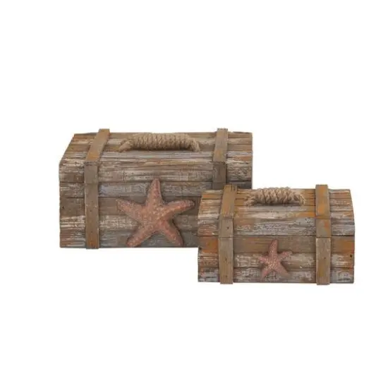 Brown Wood Coastal with Starfish Box Set {1}