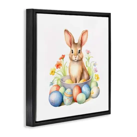 Stupell Industries Easter Bunny & Eggs Floater Framed Art Black {4}