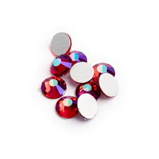 John Bead Crystal Lane SS16 Glass Round Flatback Rhinestones, 288ct. Siam Aurora Borealis {1}