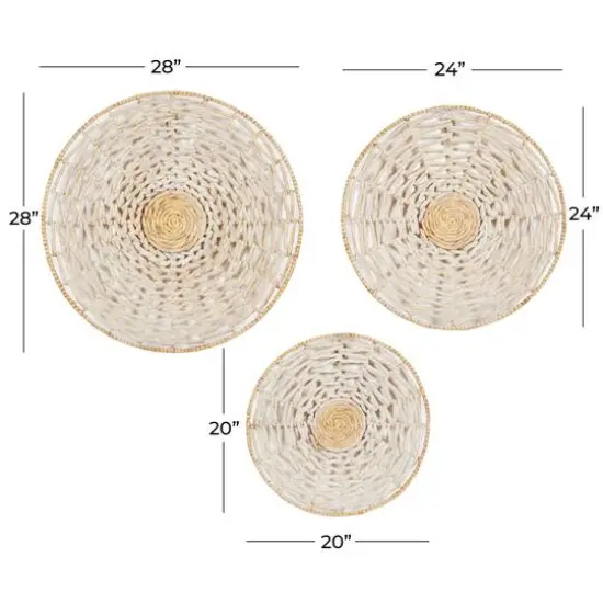 Set of 3 Cream Dried Plant Material Coastal Style Wall Decor, 20", 24", 28" {8}